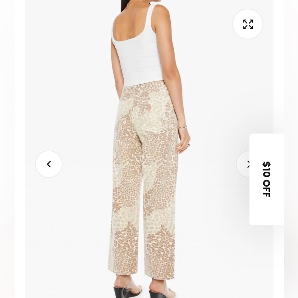 MOTHER Beige Leopard Print Wide-Leg Jeans - Picture 2 of 11